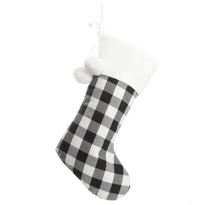 Personalised Black and White Buffalo Check Christmas Stocking
