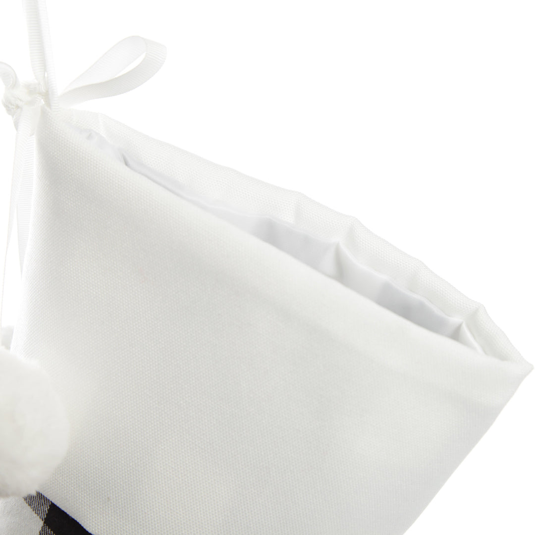 Personalised Black and White Buffalo Check Christmas Stocking