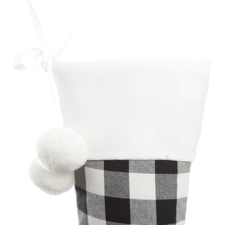 Personalised Black and White Buffalo Check Christmas Stocking