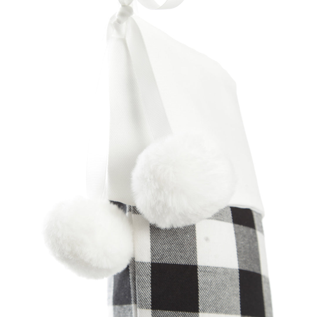 Personalised Black and White Buffalo Check Christmas Stocking