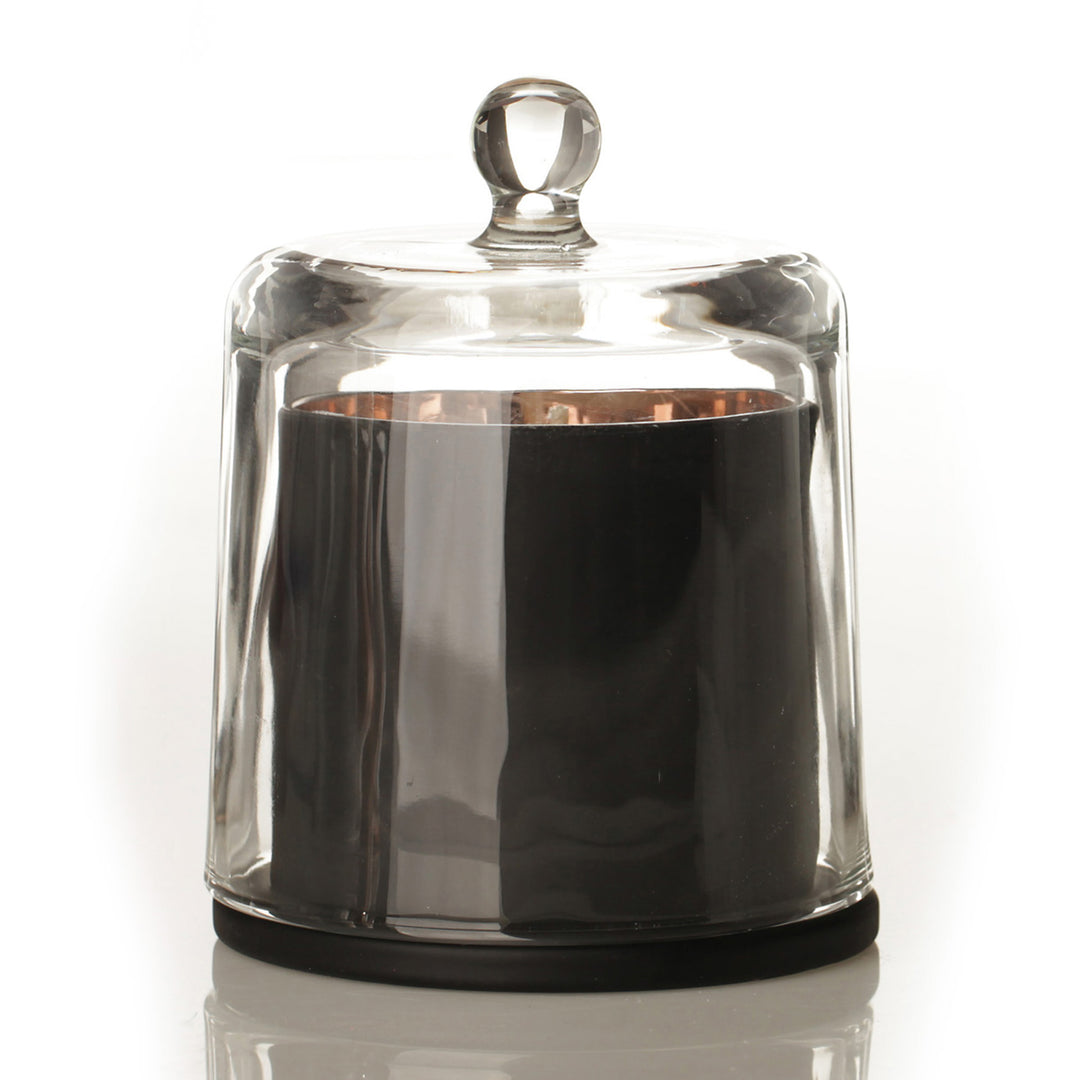 Personalised Black Soy Candle with Glass Cloche
