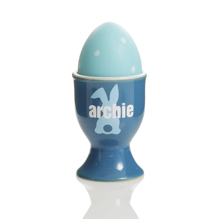 Personalised Blue Ceramic Easter Egg Cup