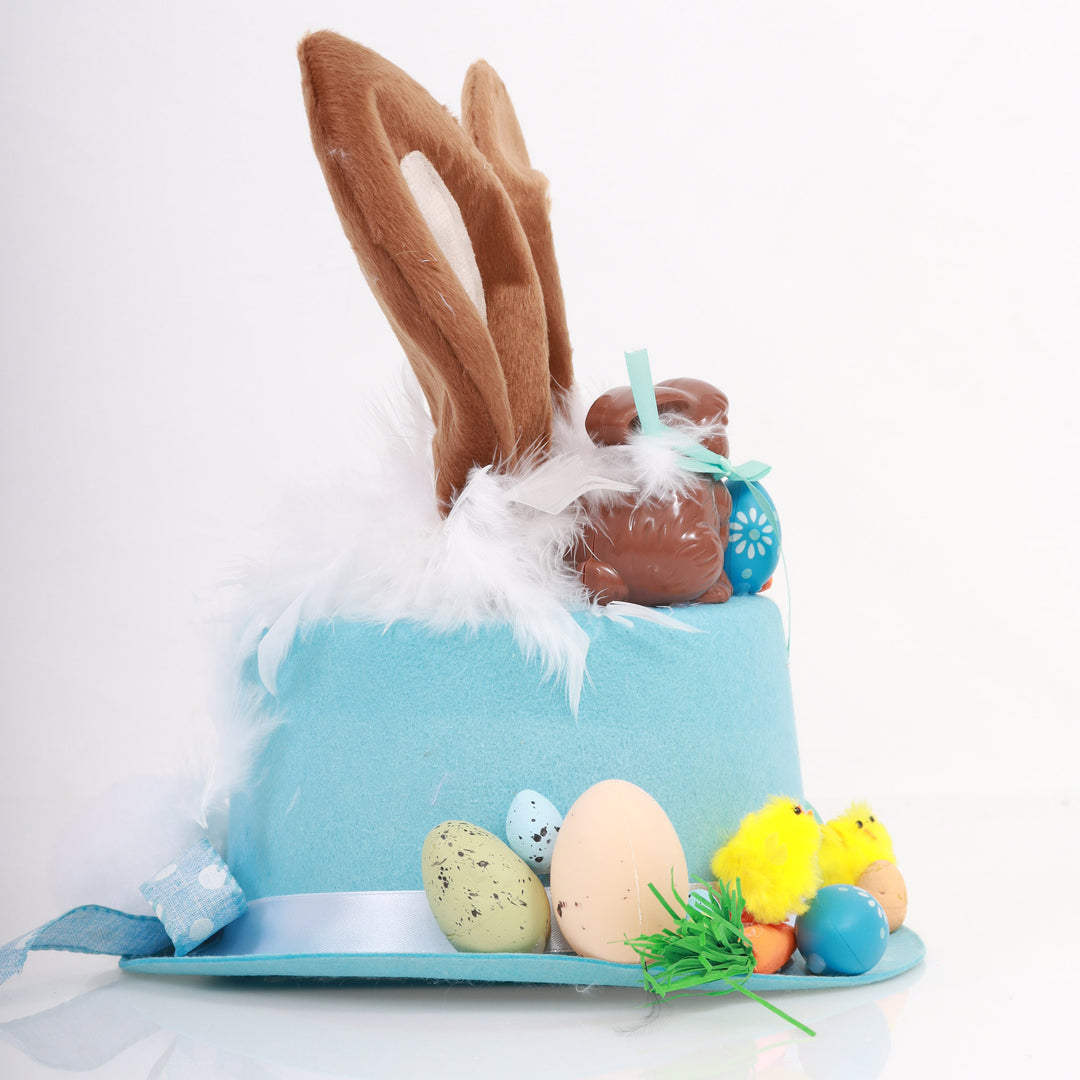 Personalised Blue Chocolate Bunny Ears Top Hat