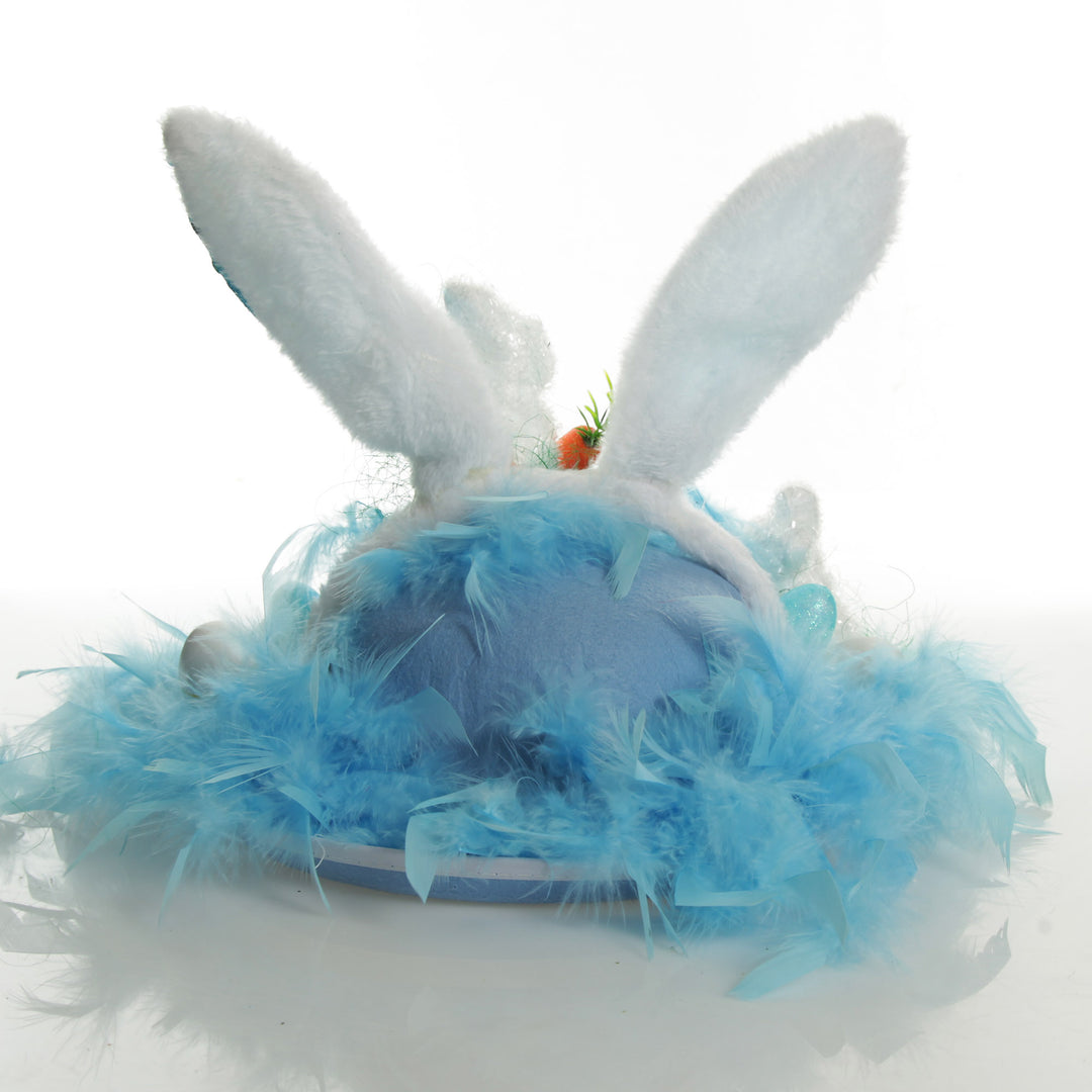 Personalised Blue Feather and Bunny Easter Hat