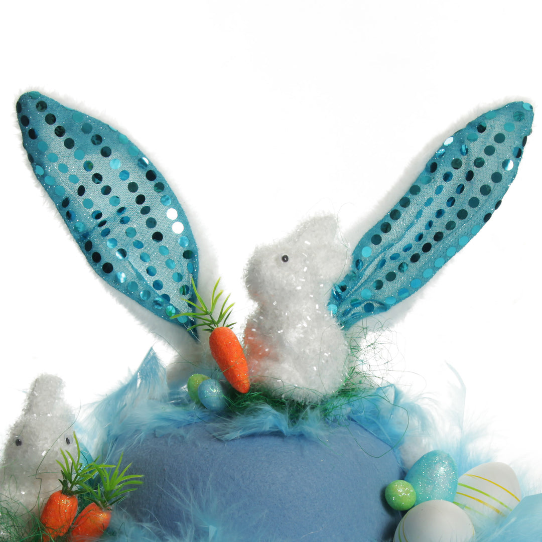 Personalised Blue Feather and Bunny Easter Hat