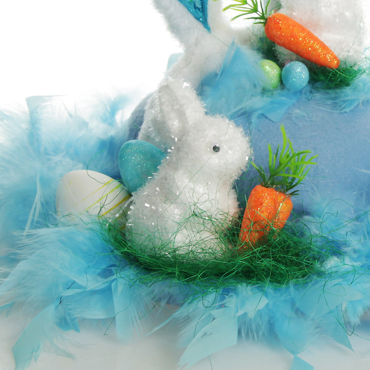 Personalised Blue Feather and Bunny Easter Hat