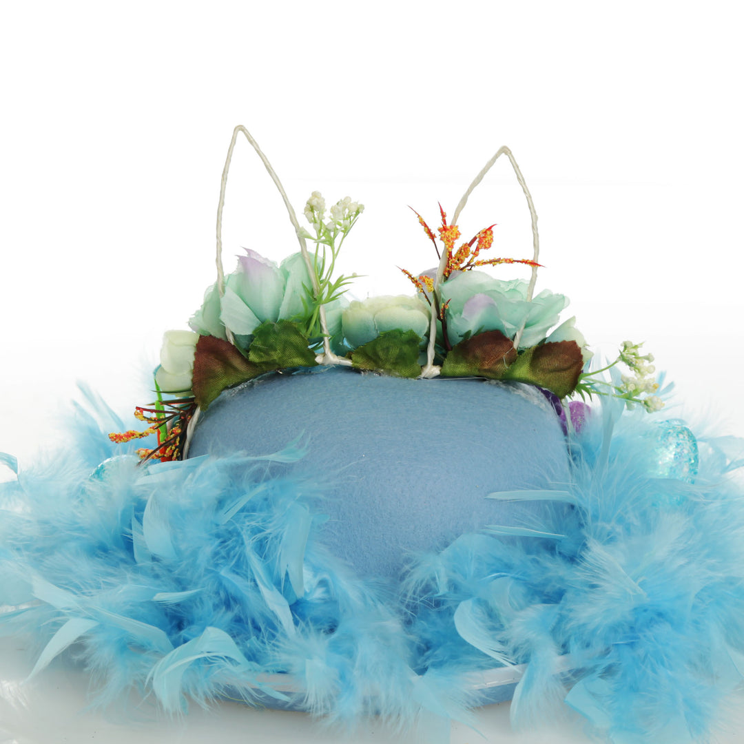 Personalised Blue Feather and Floral Easter Hat Back