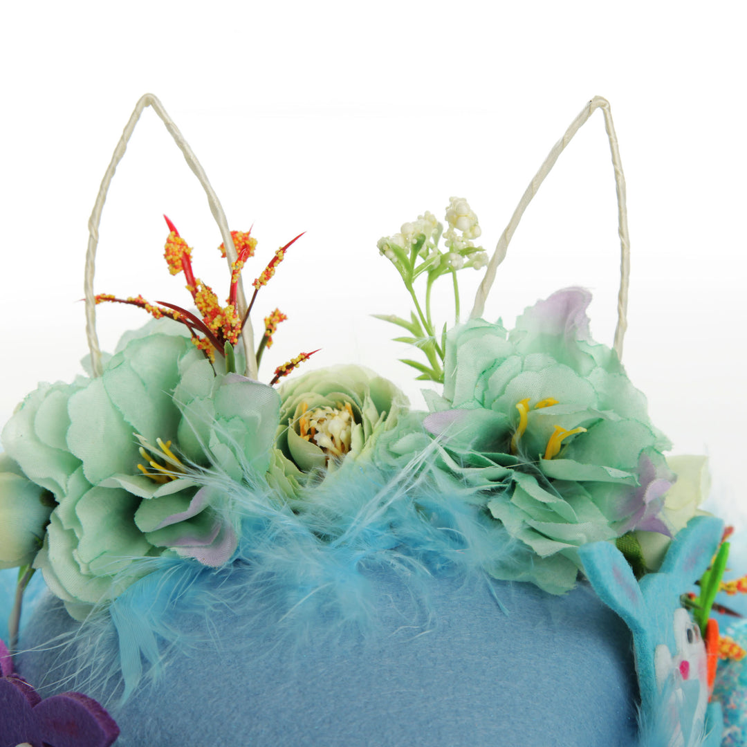 Personalised Blue Feather and Floral Easter Hat