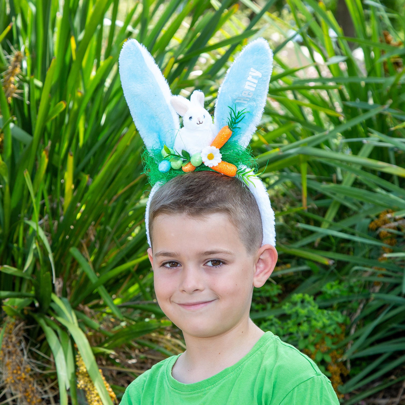 Personalised Blue Fluffy Bunny Ears Easter Headband