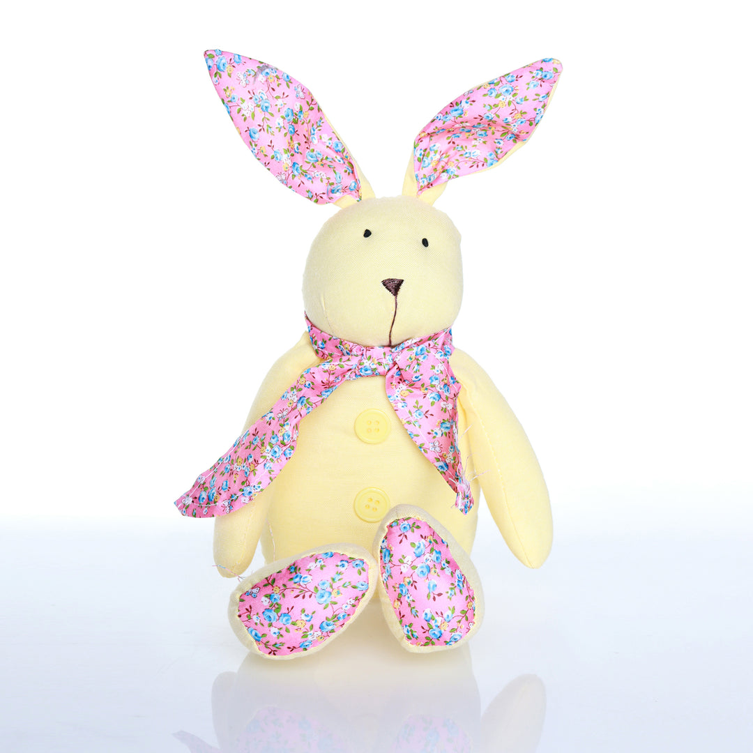 Personalised Blue Happy Easter Bucket with Yellow Calico Bunny Gift Pack