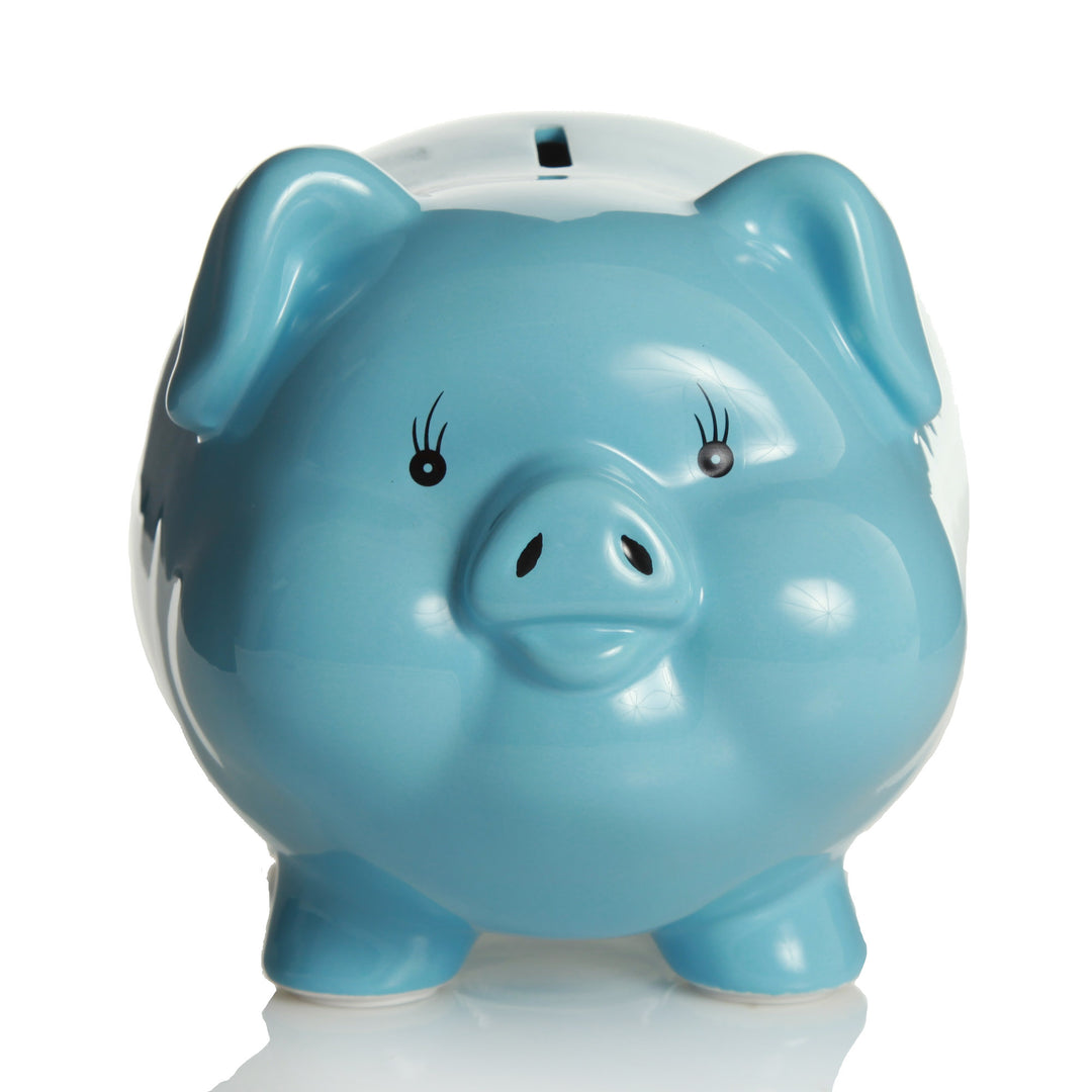 Personalised Blue Piggy Bank