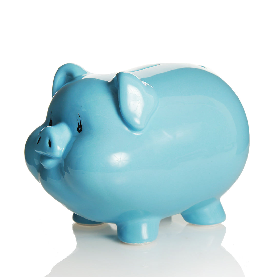 Personalised Blue Piggy Bank