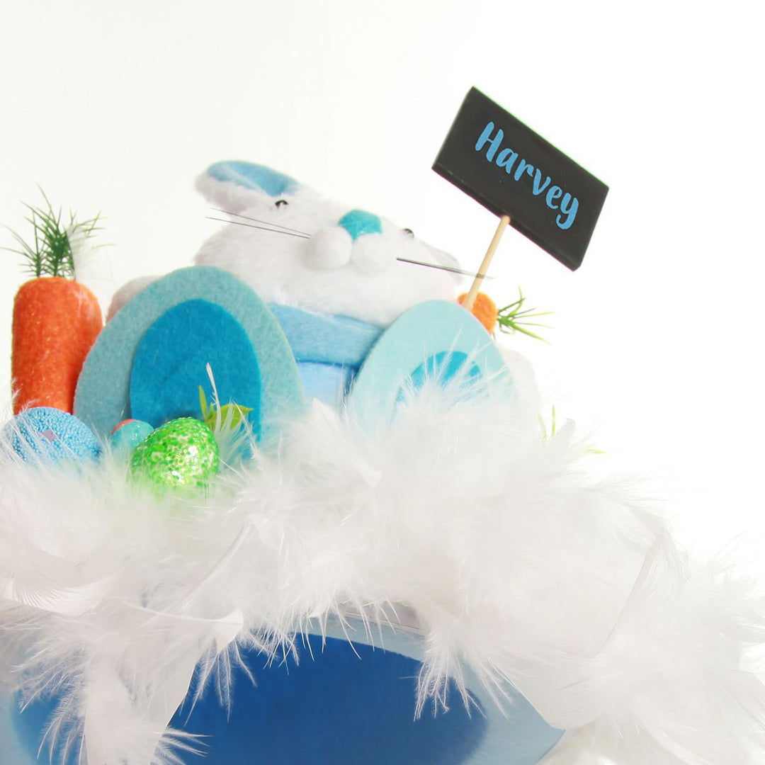 Personalised Blue Plush Bunny Easter Hat