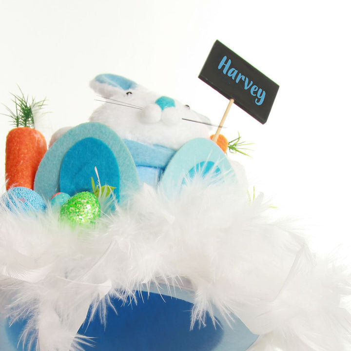 Personalised Blue Plush Bunny Easter Hat