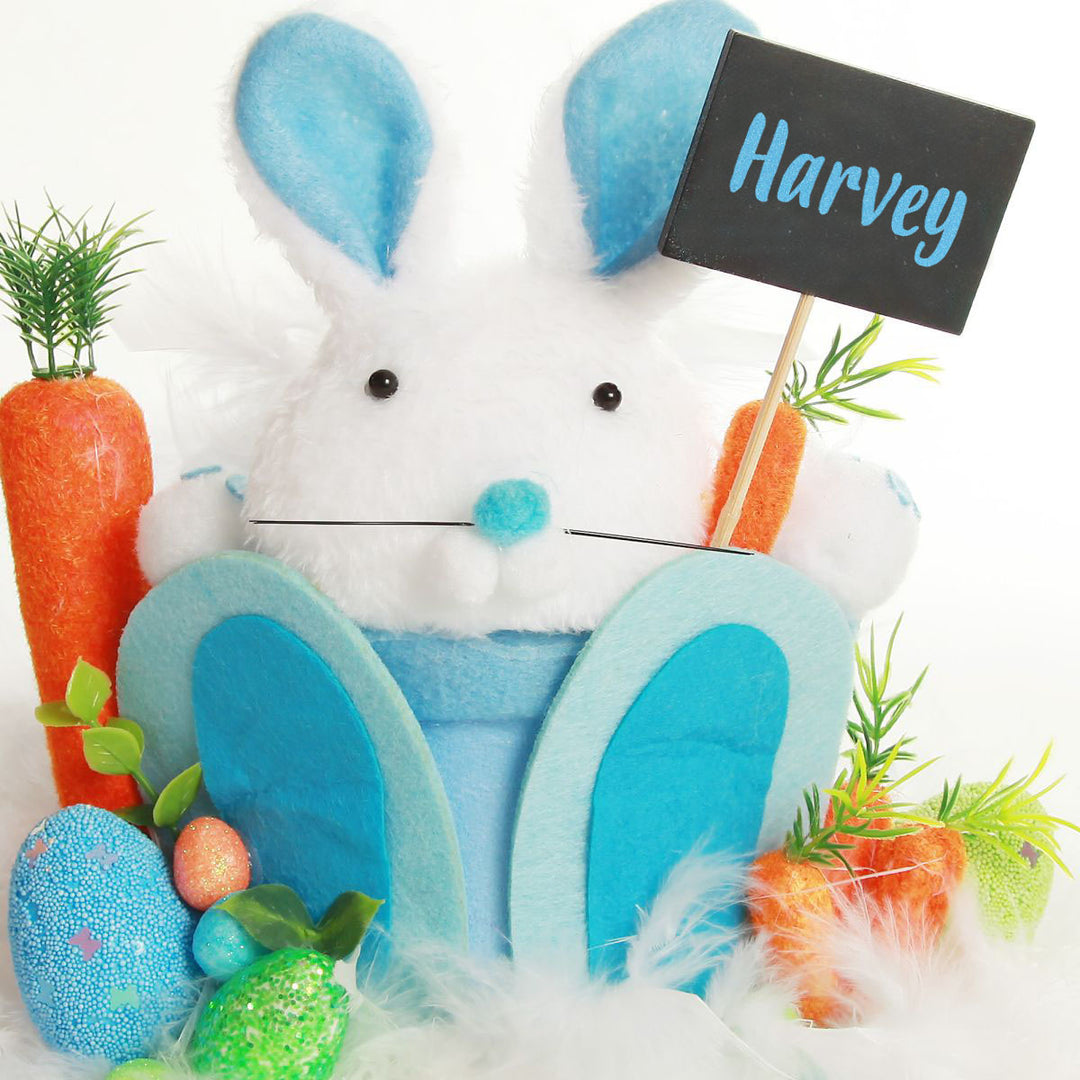 Personalised Blue Plush Bunny Easter Hat