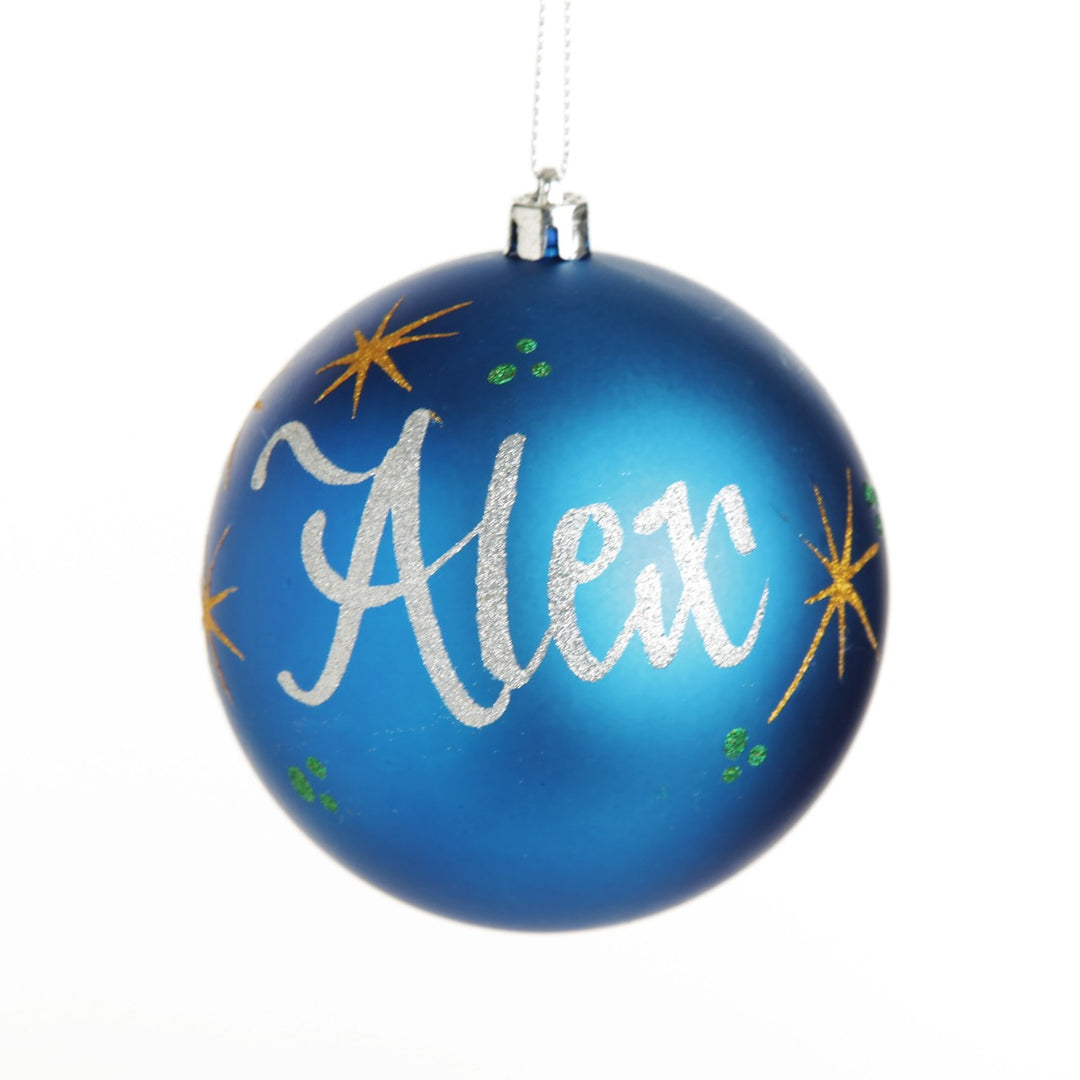 Personalised Blue Shatterproof Christmas Bauble