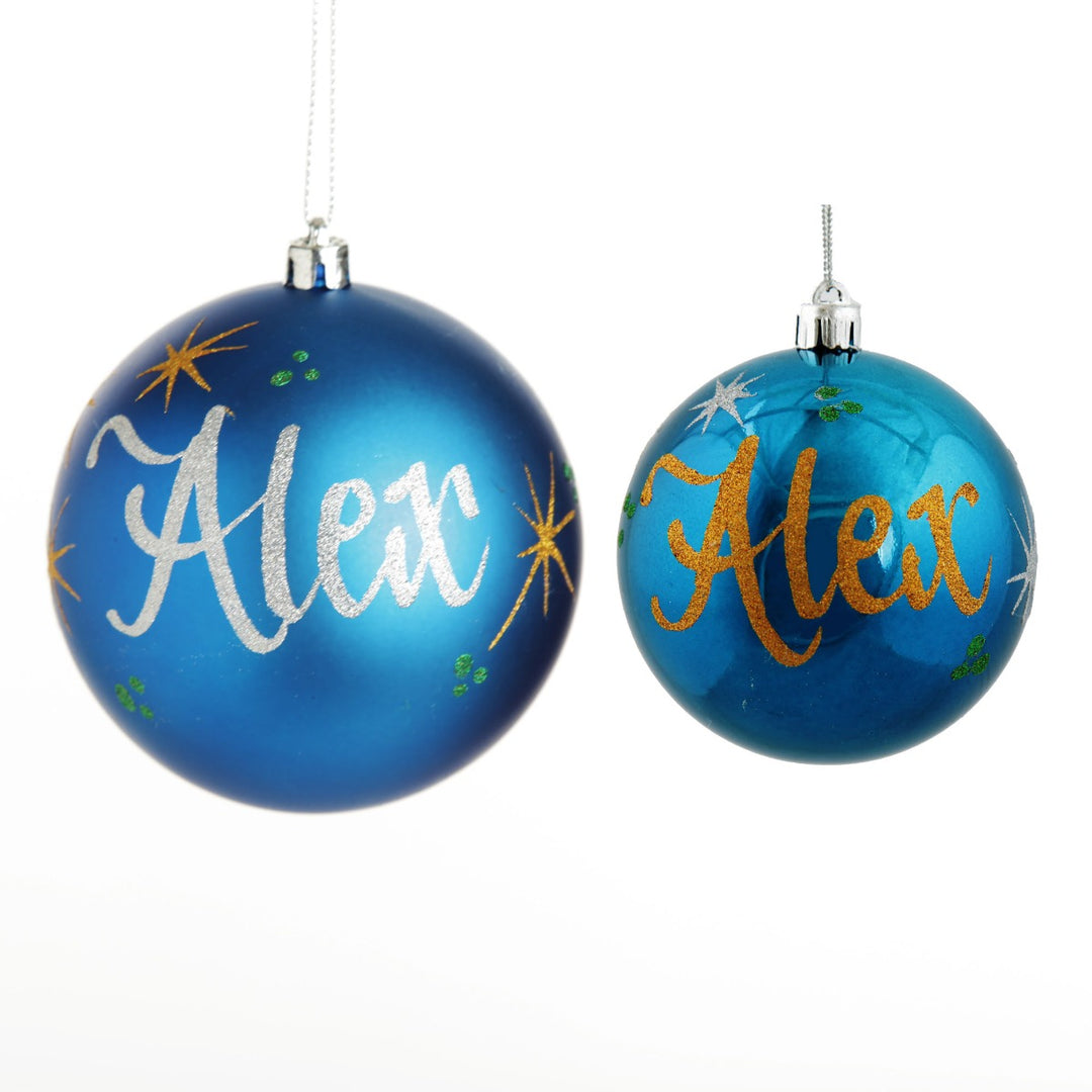 Personalised Blue Shatterproof Christmas Bauble - Variations
