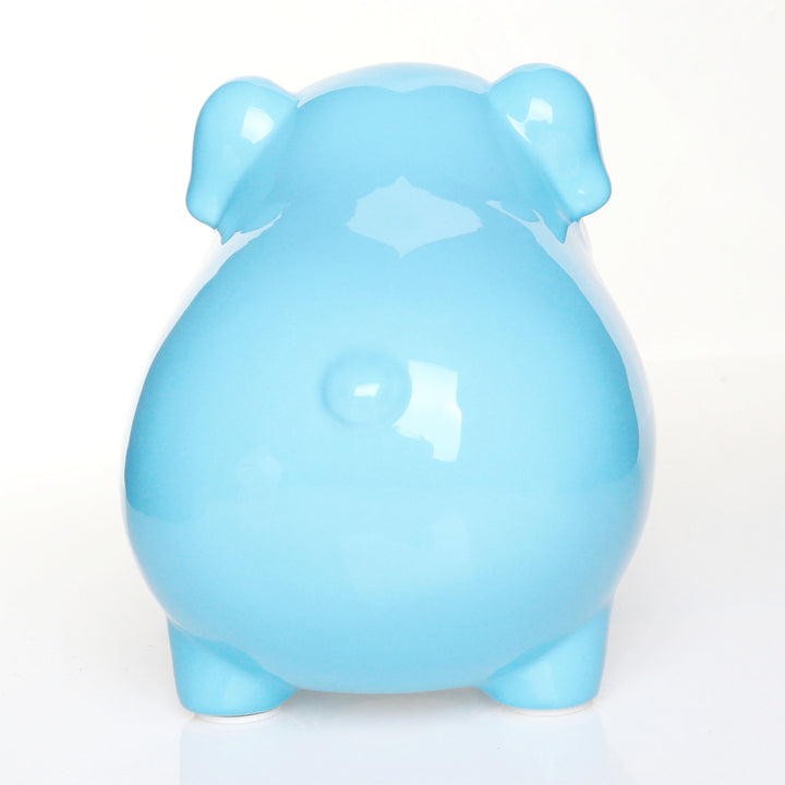 Personalised Blue Sitting Piggy Bank