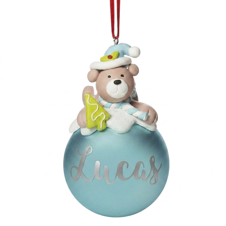 Blue Teddy Christmas Character Bauble