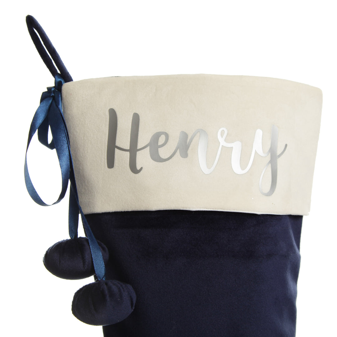 Personalised Blue Velvet Christmas Stocking