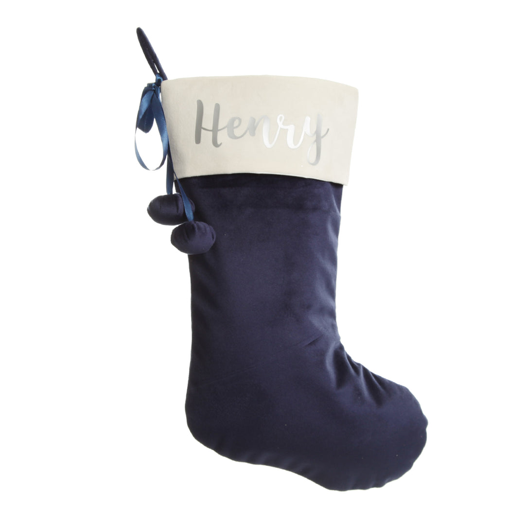 Personalised Blue Velvet Christmas Stocking