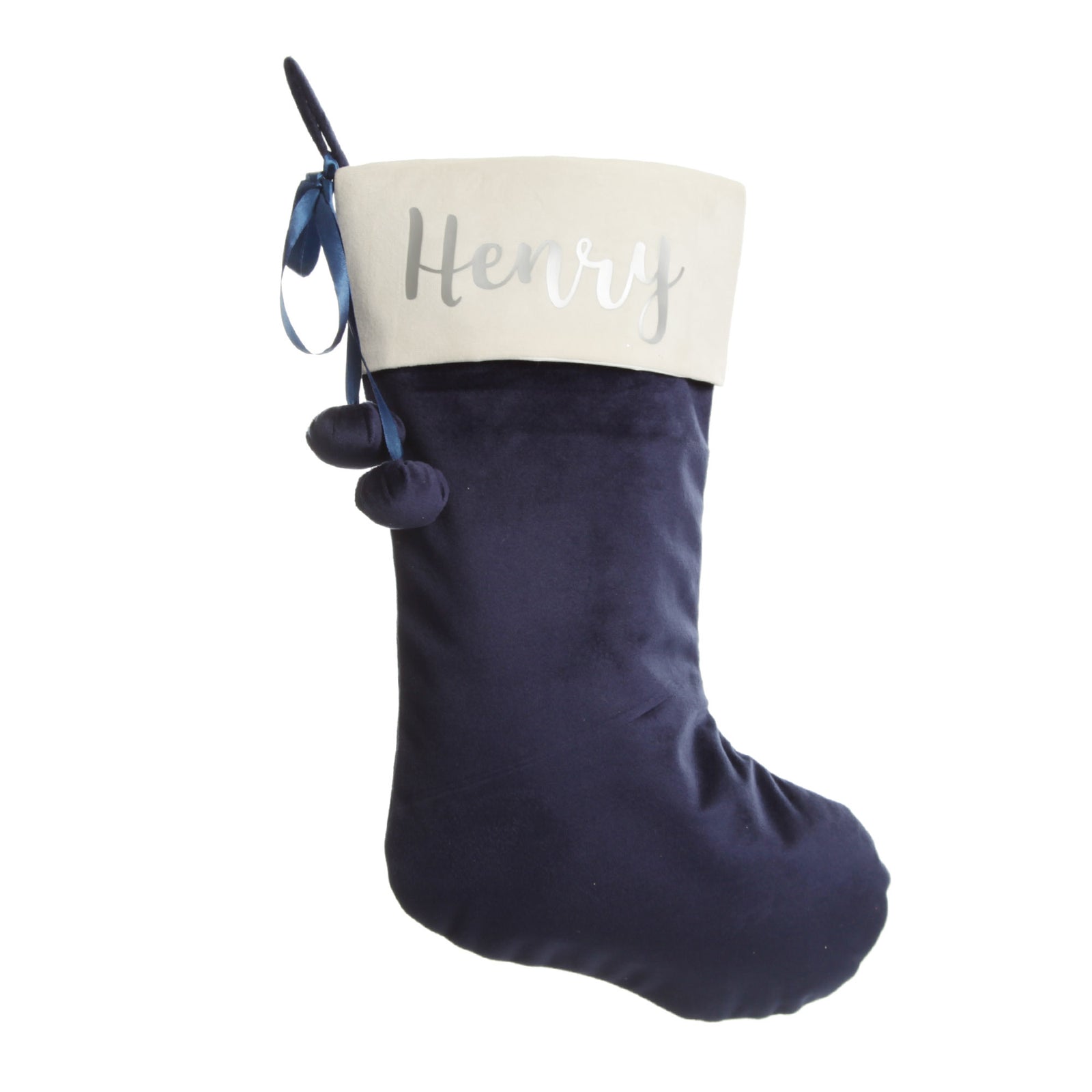 Personalised Blue Velvet Christmas Stocking