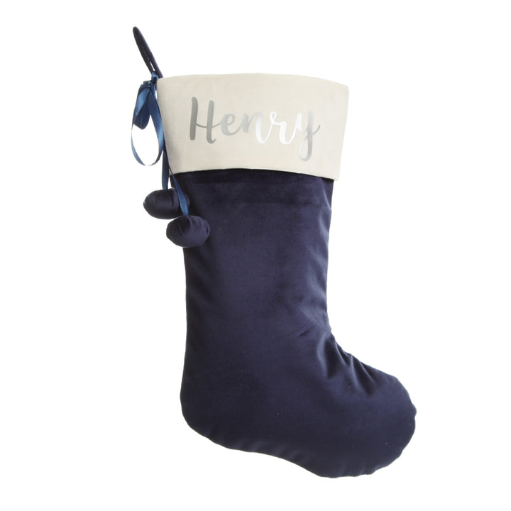 Personalised Blue Velvet Christmas Stocking