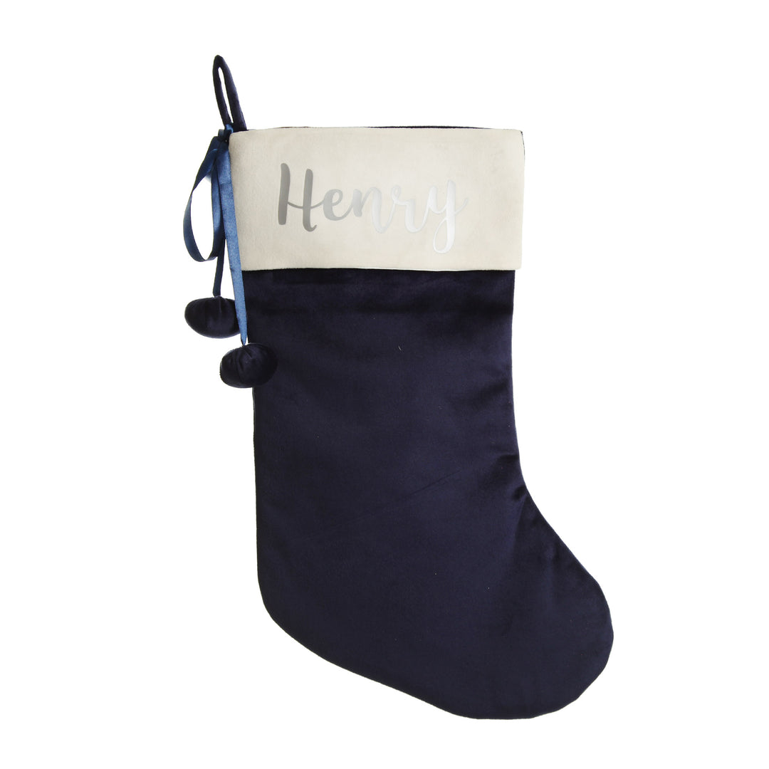 Personalised Blue Velvet Christmas Stocking