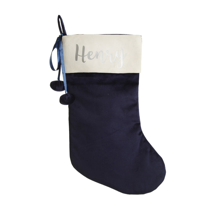Personalised Blue Velvet Christmas Stocking