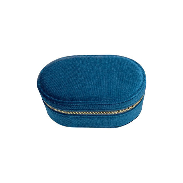 Personalised Blue Velveteen Deluxe Jewellery Travel Case