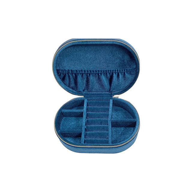 Personalised Blue Velveteen Deluxe Jewellery Travel Case