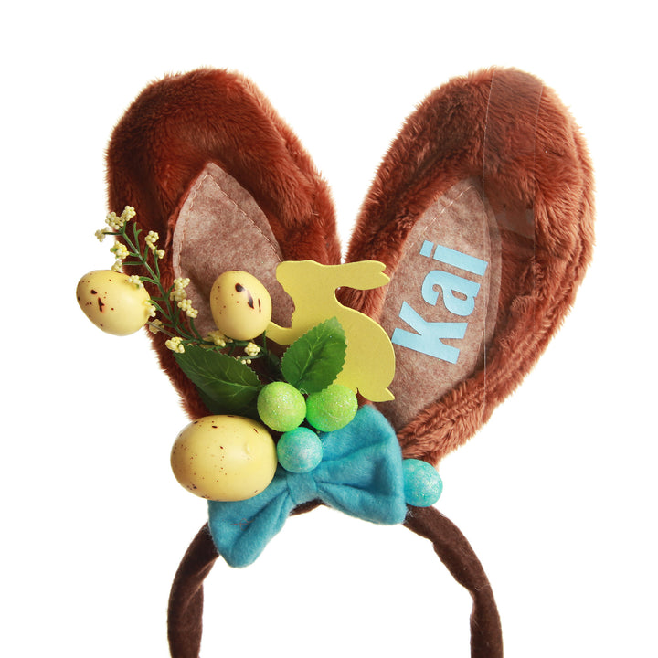 Personalised Brown Bunny Ears Easter Headband