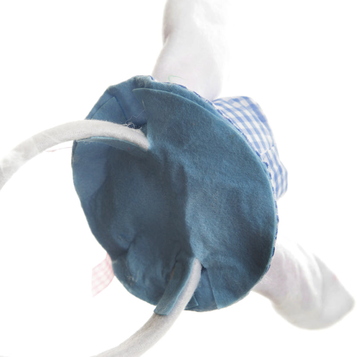 Personalised Bunny Ears Easter Blue Gingham Hat Headband