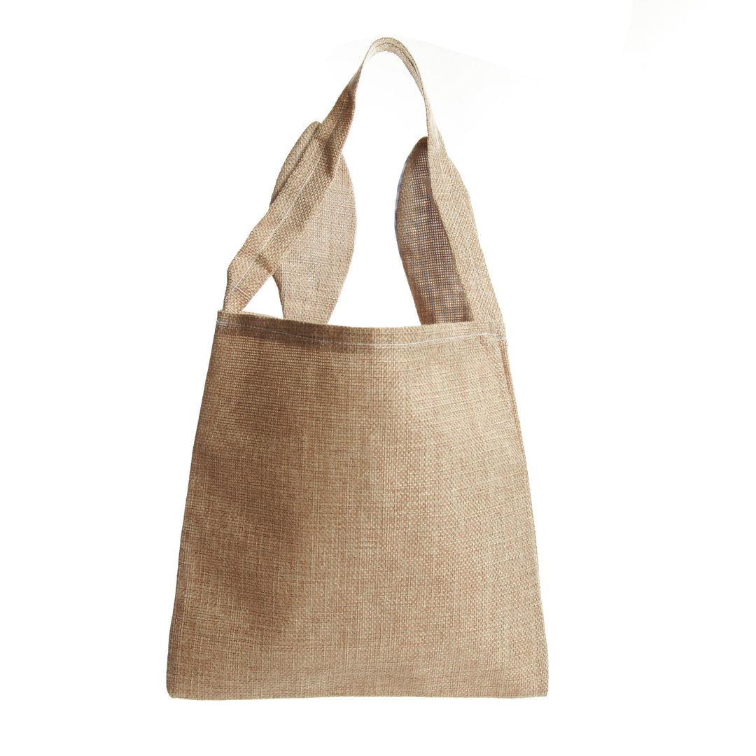 Bunny Face Burlap Easter Tote Bag - Pink