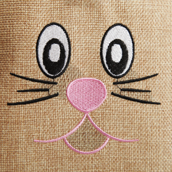 Personalised Bunny Face Burlap Easter Tote Bag - Pink