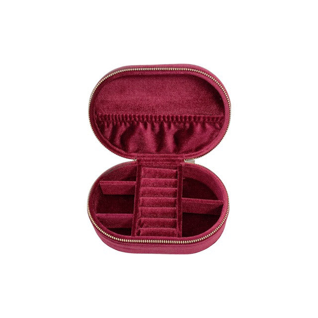 Personalised Burgundy Velveteen Deluxe Jewellery Travel Case