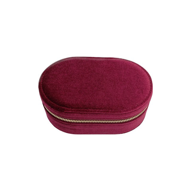 Personalised Burgundy Velveteen Deluxe Jewellery Travel Case