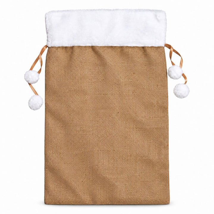 Personalised Burlap and White Fur Santa Sack