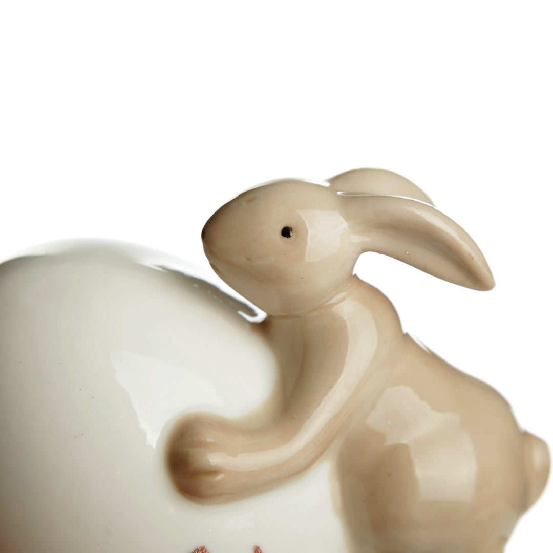Personalised Ceramic Bunny Holding Egg Ornament