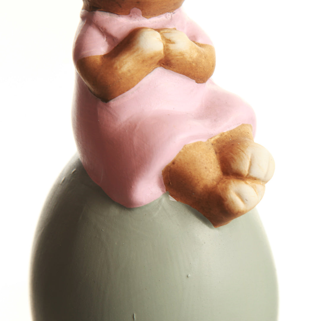 Cheeky Bunny on Grey Egg Easter Ornament