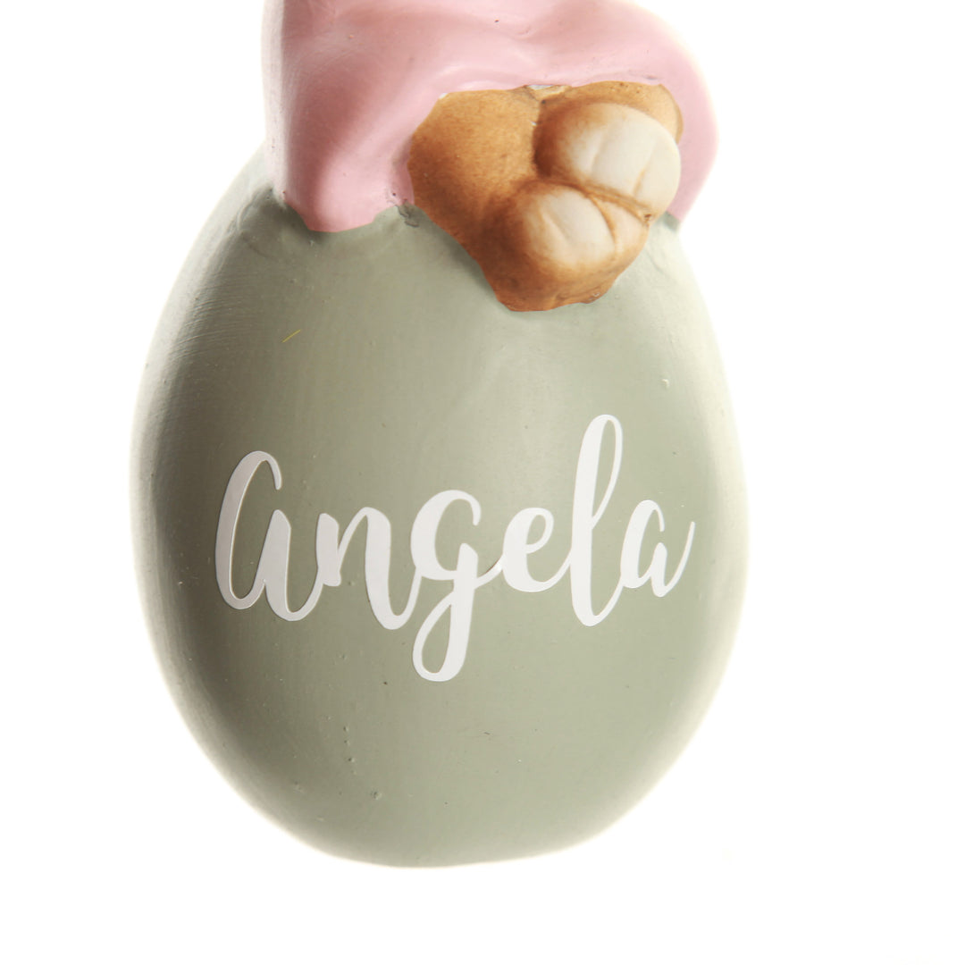 Personalised Cheeky Bunny on Grey Egg - Script Font - White