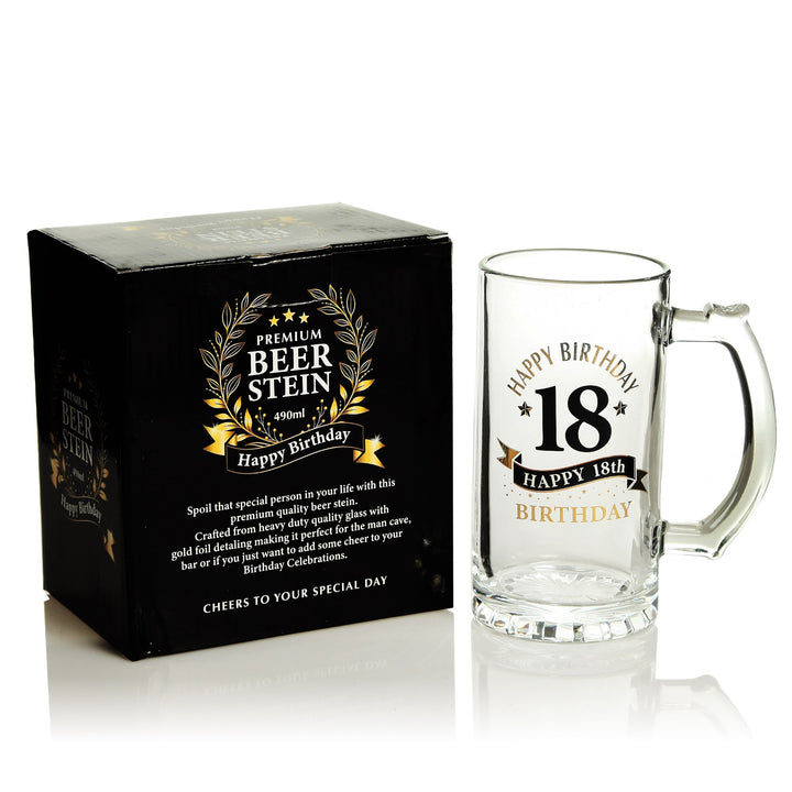 Personalised Classic 21st Happy Birthday Tankard Glass Stein