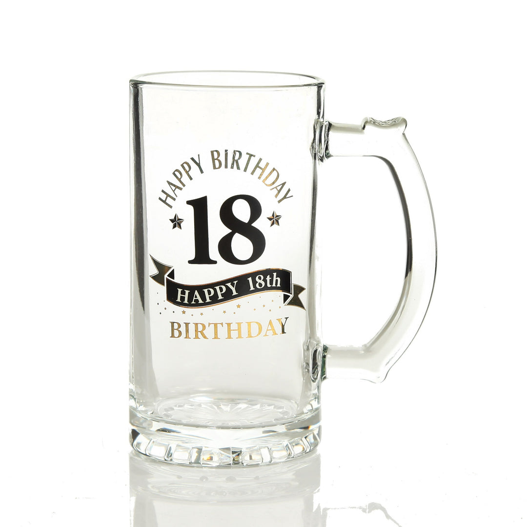 Personalised Classic 21st Happy Birthday Tankard Glass Stein