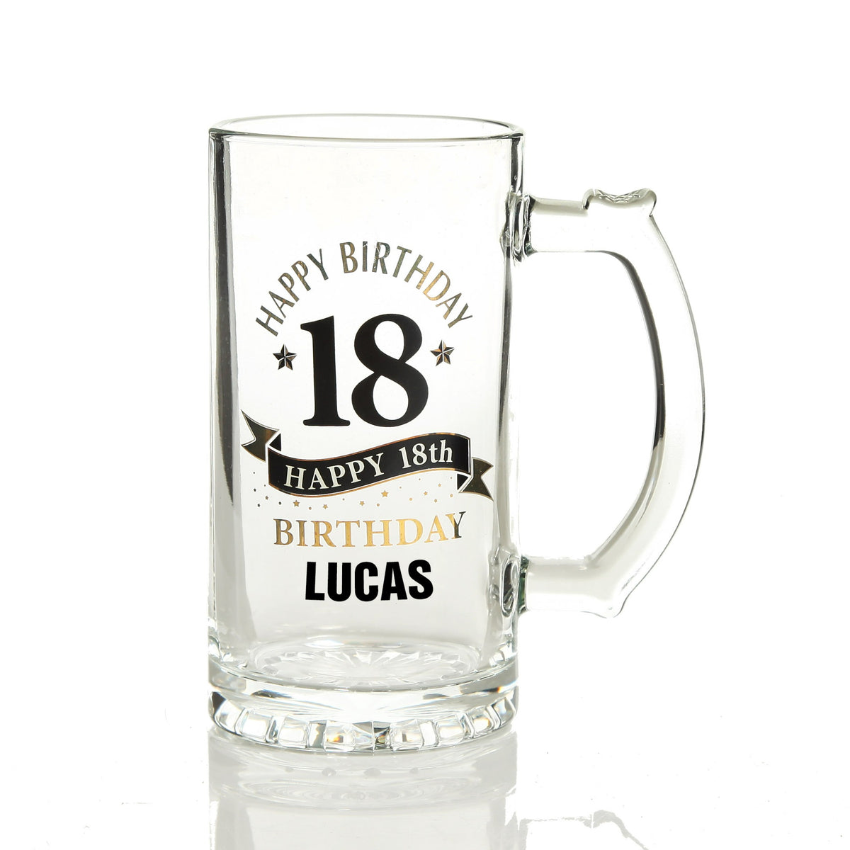 Personalised Classic 18th Happy Birthday Tankard Glass Stein