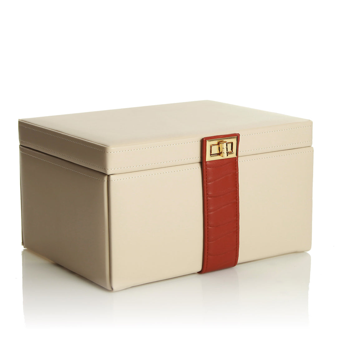 Personalised Deluxe Nude Leather Jewellery Box