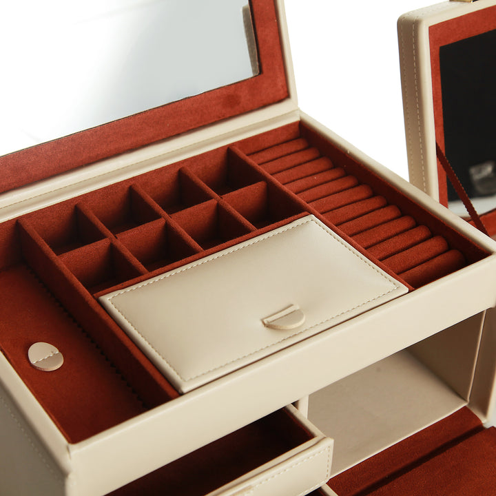 Personalised Classic Ivory Leather Jewellery Box