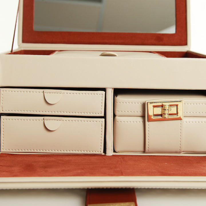 Personalised Classic Ivory Leather Jewellery Box