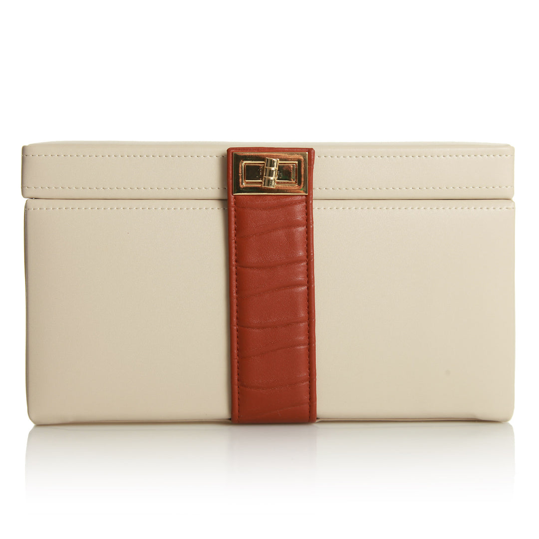 Personalised Classic Ivory Leather Jewellery Box