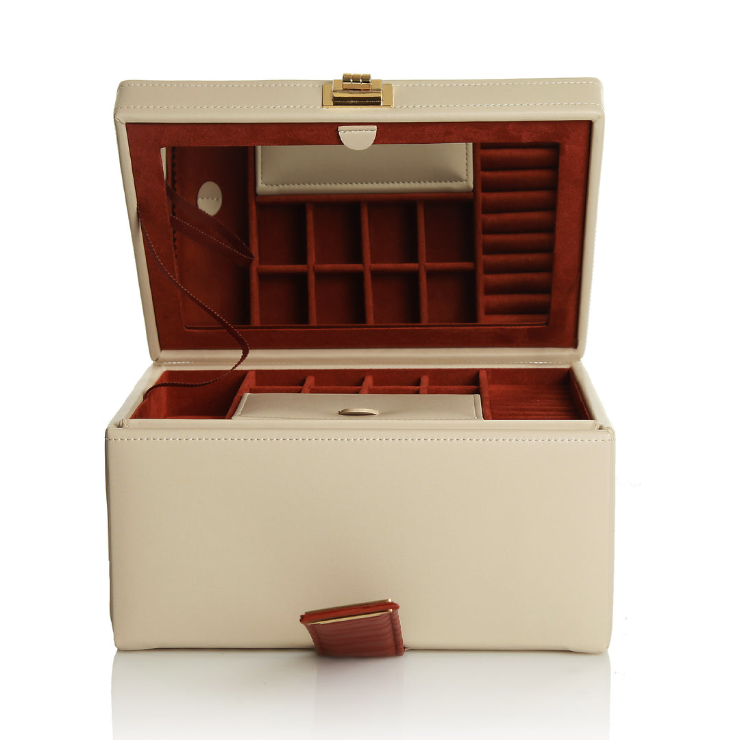 Personalised Deluxe Nude Leather Jewellery Box
