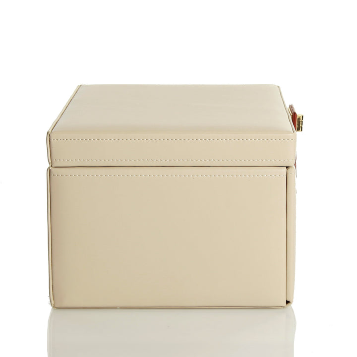 Personalised Classic Ivory Leather Jewellery Box